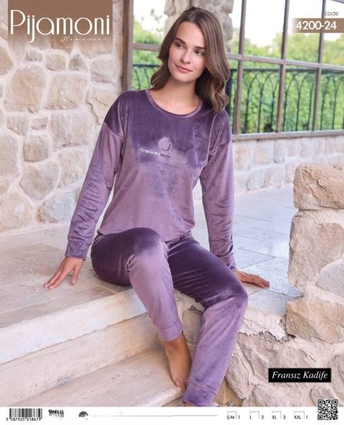 Pijamoni 4200-24 Soft Kadife Pijama Takım