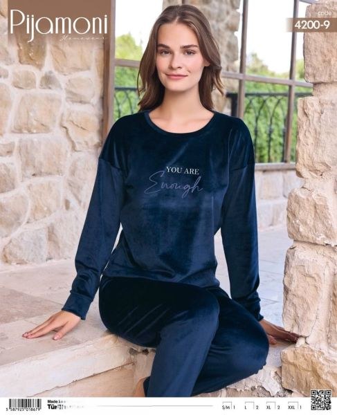 Pijamoni 4200-09 Soft Kadife Pijama Takım