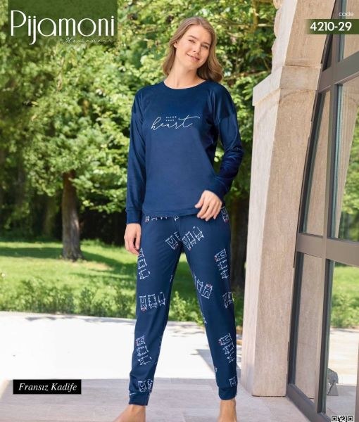 Pijamoni 4210-29 İthal Kadife Pijama Takım