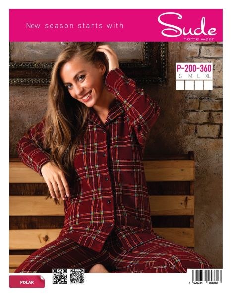 Sude P-200-360 Bayan Polar Gömlek Pijama Tk