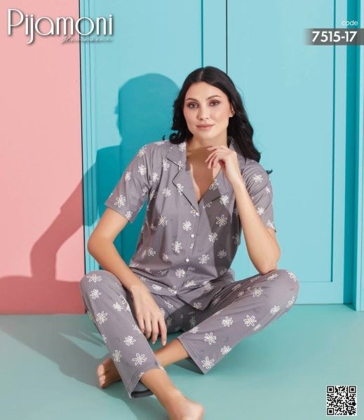 Pijamoni 7515-17 Bayan Kısakol D.Milan Pijama Tk