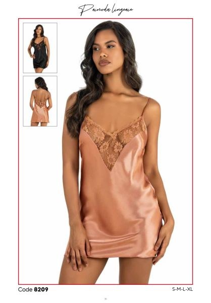PRİMODA 8209 SATEN KISA GECELİK BAKIR