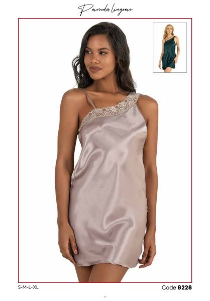Primoda 8228 Saten Kısa Gecelik Yeşil