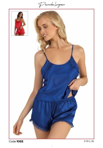 Primoda 9202 Saten Şort Takım Saks