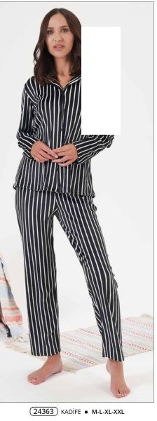 Estiva 24363 Bayan Kadife Ön Düğmeli Pijama Takım Siyah