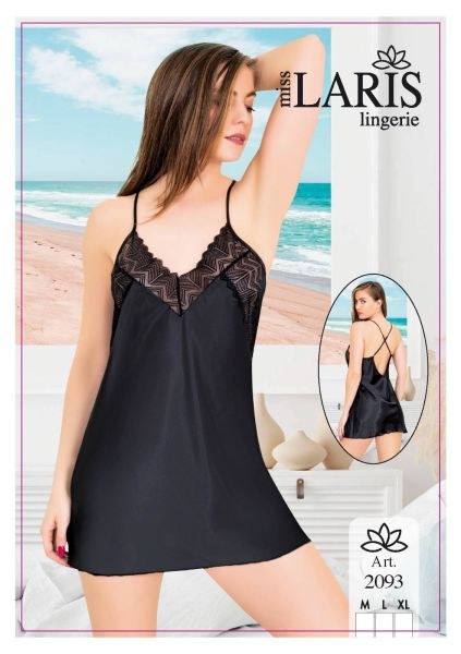 Miss Laris 2093 Saten Kısa Gecelik Siyah