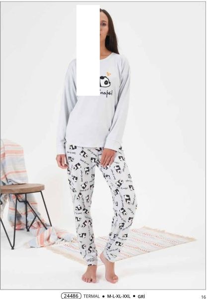 Estiva 24486 Bayan Termal Pijama Takım Gri