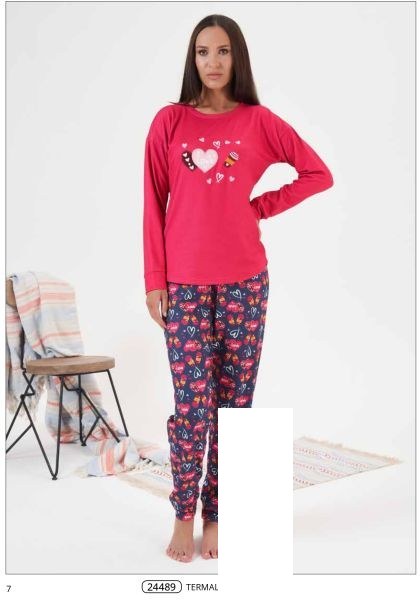 Estiva 24489 Bayan Termal Pijama Takım Pembe