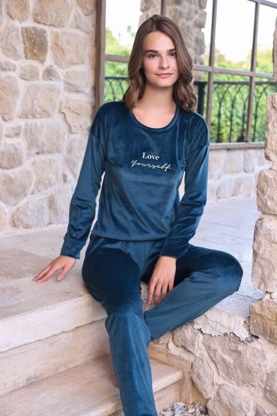 Pijamoni 4200-14 Soft Kadife Pijama Takım