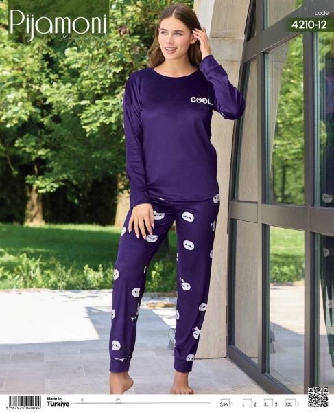 Pijamoni 4210-12 İthal Kadife Pijama Takım