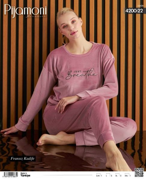 Pijamoni 4200-22 Soft Kadife Pijama Takım