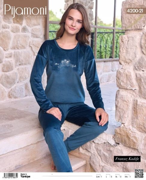 Pijamoni 4200-21 Soft Kadife Pijama Takım