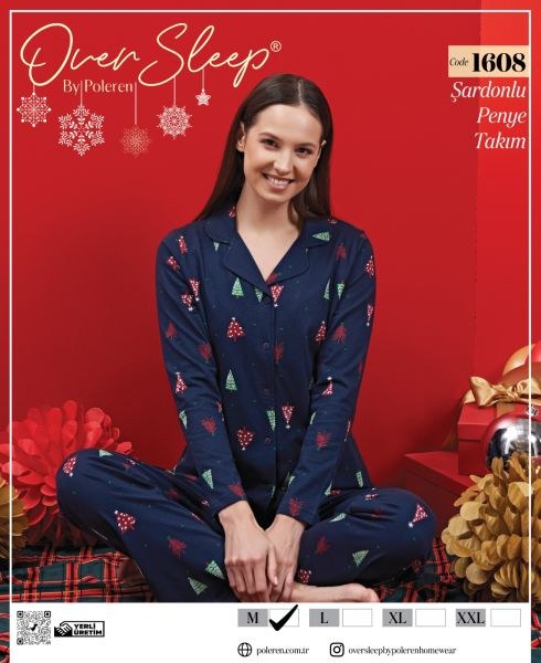 Over Sleep 1608 Bayan Düğ.Yılbaşı Pijama Takım