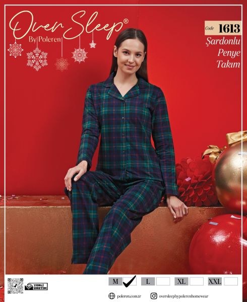 Over Sleep 1613 Bayan Düğ.Yılbaşı Pijama Takım