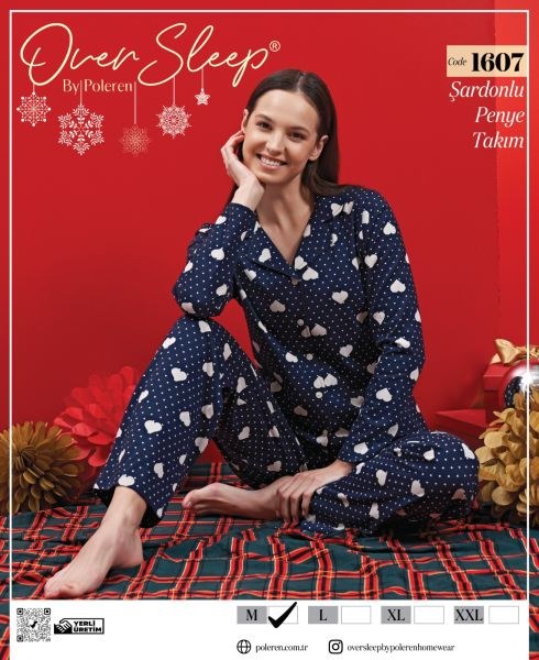 Over Sleep 1607 Bayan Düğ.Yılbaşı Pijama Takım