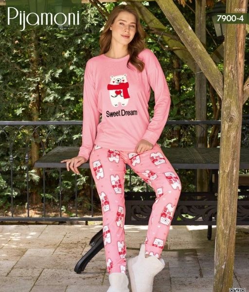 Pijamoni 7900-4 Bayan Termal Pijama Takım