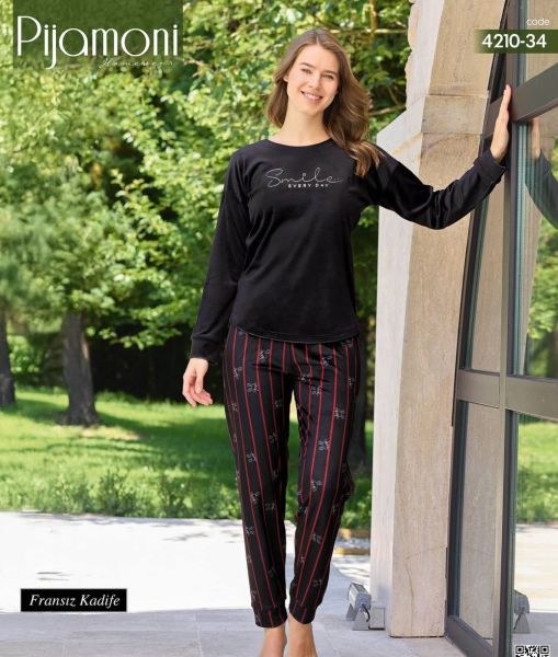 Pijamoni 4210-34 İthal Kadife Pijama Takım