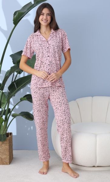 Lindros 30204 Rotasyon Gömlek Penye K.K Pijama Tk