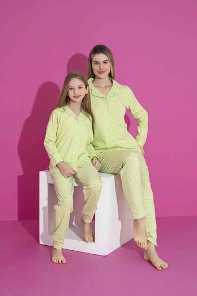Tarık 3030 Bayan Gömlek U.Kol Pijama Takım Yeşil