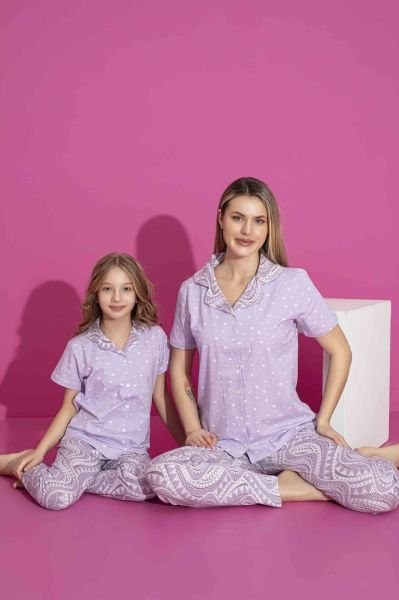 Tarık 3020 Bayan Gömlek K.Kol Pijama Takım Lila