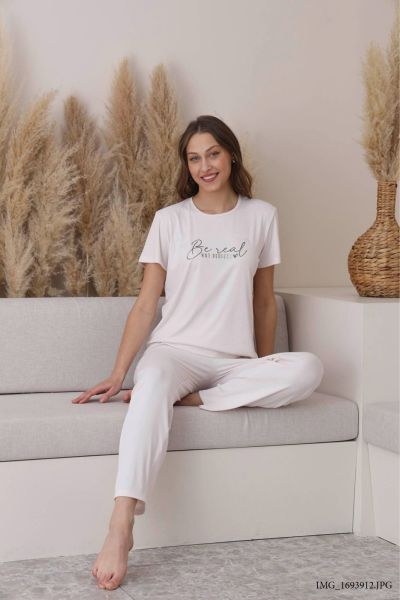 Pijamoni 5395-3 Bayan Dublin K.Kol Pijama Takım