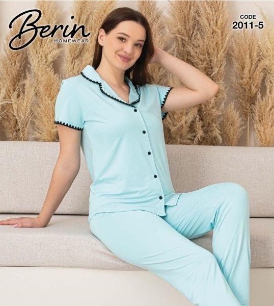 Berin 2011-5 Kroşeta Önden Düğmeli Pijama Takım