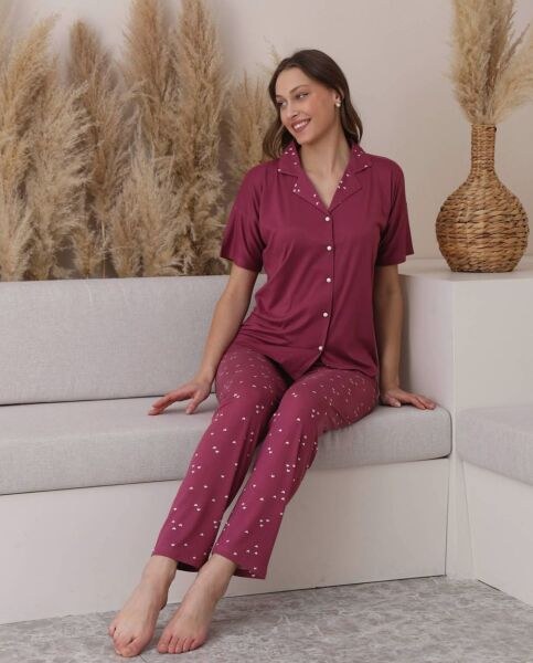 Pijamoni 7515-1 Bayan Kısakol D.Milan Pijama Tk