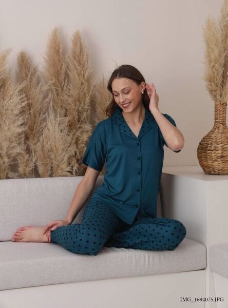 Pijamoni 7515-7 Bayan Kısakol D.Milan Pijama Takım