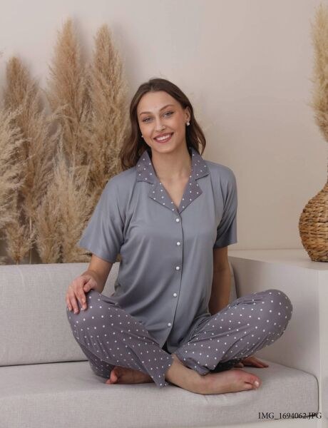 Pijamoni 7515-8 Bayan Kısakol D.Milan Pijama Takım