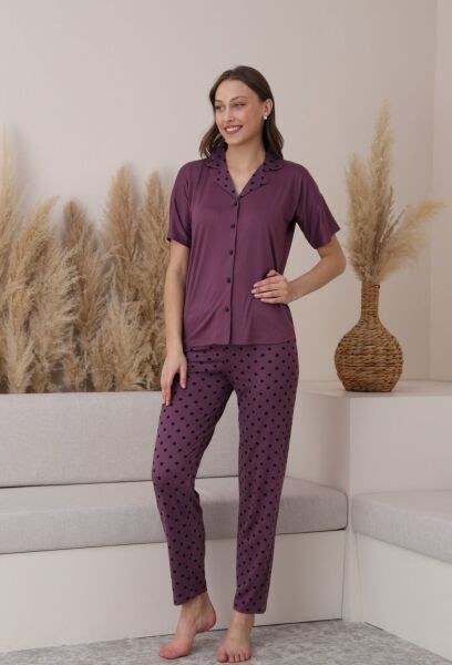 Pijamoni 7515-9 Bayan Kısakol D.Milan Pijama Takım