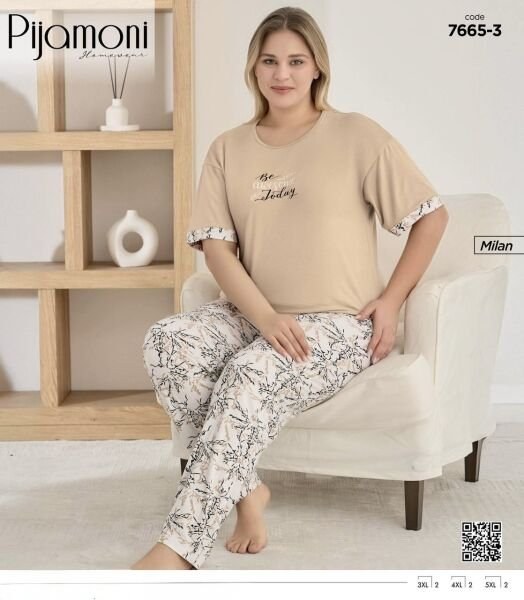 Pijamoni 7665-3 Milan Battal Kısa Kol Pijama Takım