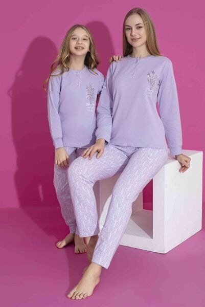 Tarık 2964 Bayan Çiçek Baskılı U.Kol Pijama Takımı Haki