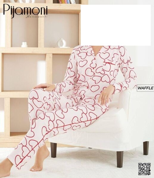PİJAMONİ 8950-4 BAYAN WAFFLE PİJAMA TAKIM
