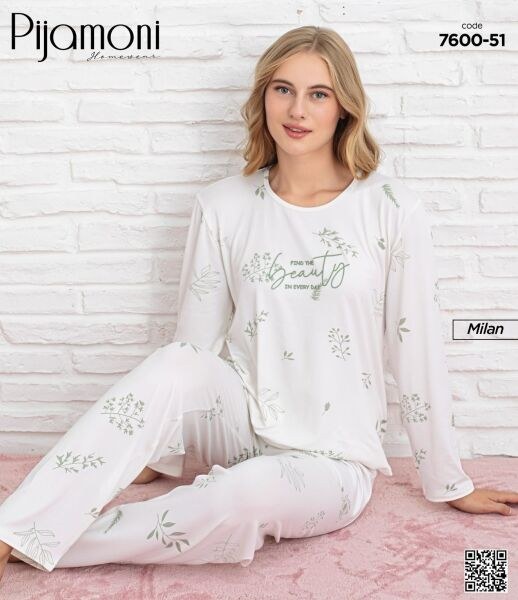 Pijamoni 7600-51 Bayan Milan Pijama Takım