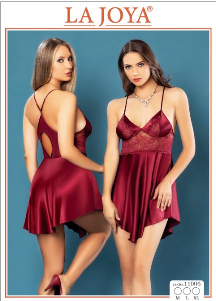 LAJOYA 11006 BAYAN KISA SATEN GECELİK M-L-XL