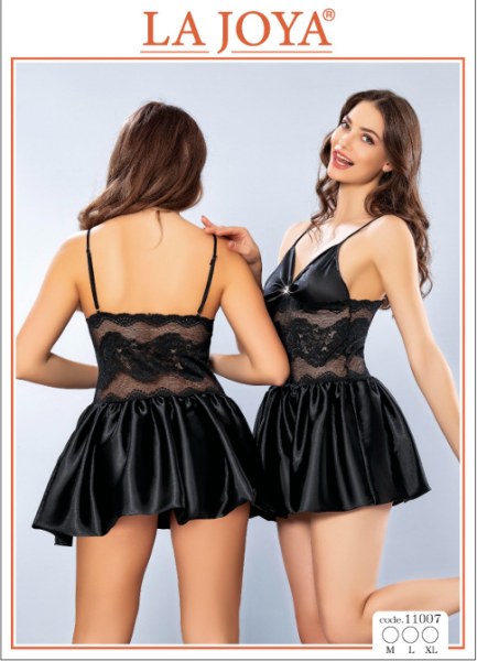 Lajoya 11007 Bayan Kısa Saten Gecelik M-L-Xl