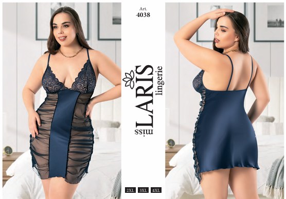 MİSS LARİS 4038 BIG SİZE SATEN KISA GECELİK
