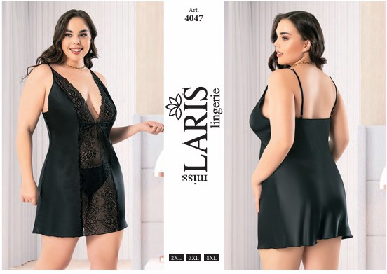 MİSS LARİS 4047 BIG SİZE SATEN KISA GECELİK