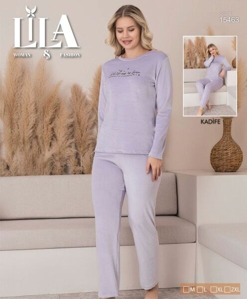 Lila 15463 Bayan Kadife Pijama Takımı
