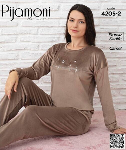 Pijamoni 4205-2 Fransız Kadife Pijama Takım