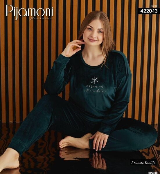 Pijamoni 4220-13 Fransız Kadife Bttl Pijama Takım