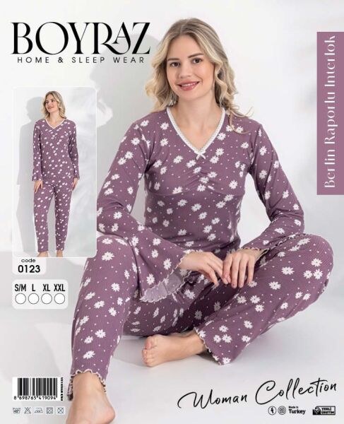 Boyraz 0123 Bayan Berlin İnterlok Pijama Takımı