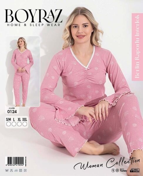 Boyraz 0124 Bayan Berlin İnterlok Pijama Takımı