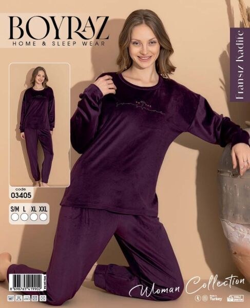 Boyraz 03405 Fransız İthal Kadife Pijama Takım