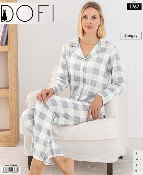 Dofi 1767 Bayan Şangay Ayrobin Düğ. Pijama Tk