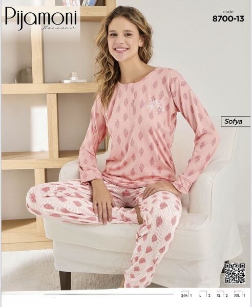 Pijamoni 8700-13 Yeni Bayan Sofya Pijama Takımı