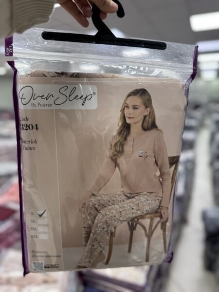 Over Sleep 3204 Bayan Battal İnterlok Pijama Takım