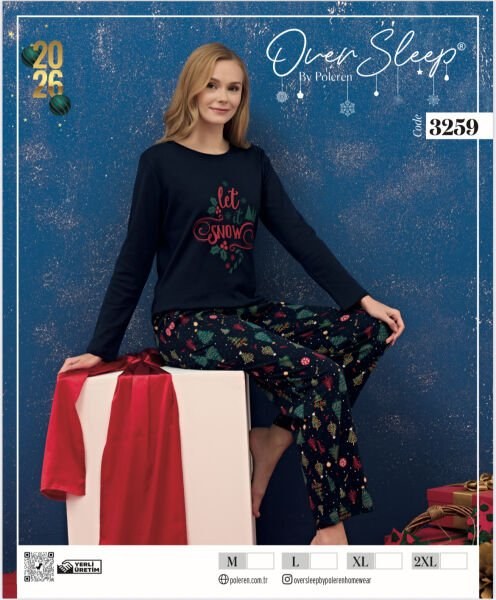 Over Sleep 3259 Bayan Yılbaşı Pijama Takım