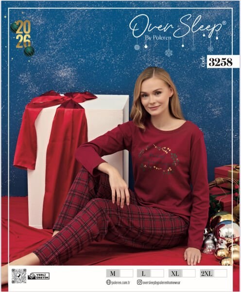 Over Sleep 3258 Bayan Yılbaşı Pijama Takım