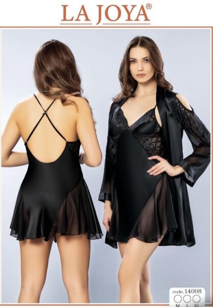 Lajoya 14008 Bayan Kısa Saten Gecelik M-L-Xl